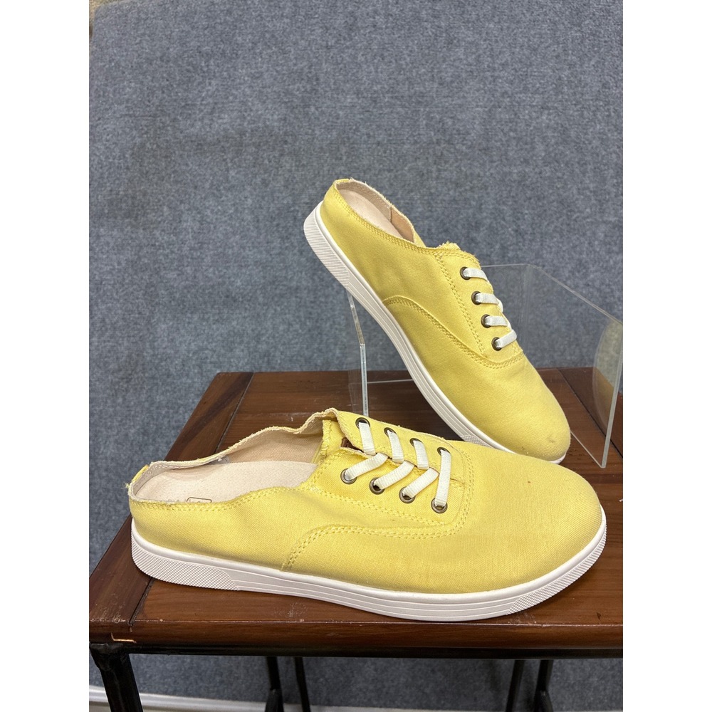 Spenco Yellow Canvas Mule Sneakers Womens Size 8 Slip On Backless Shoes